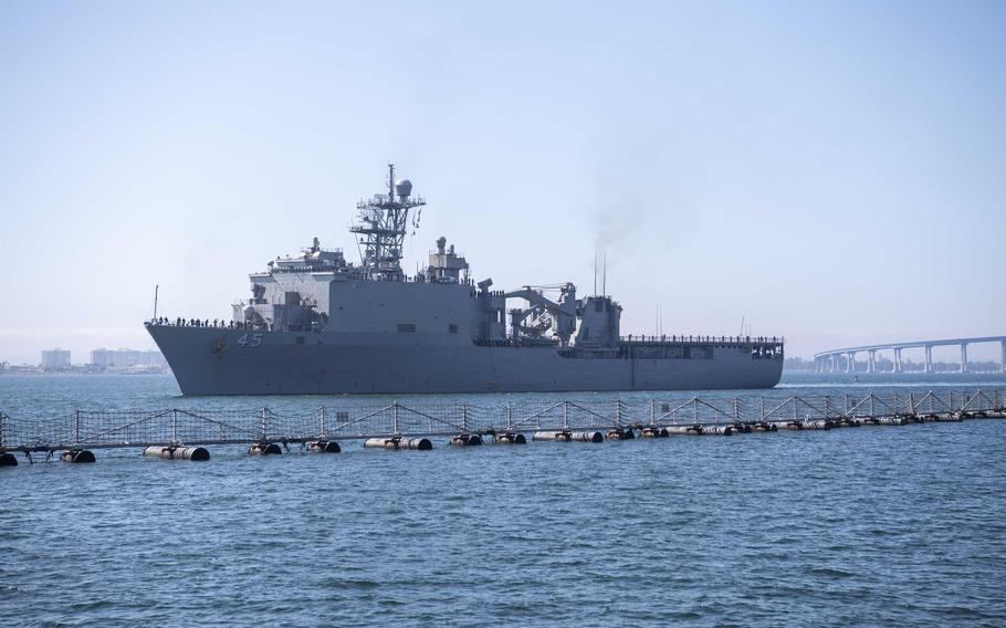 USS Comstock returns to homeport Naval Base San Diego. 