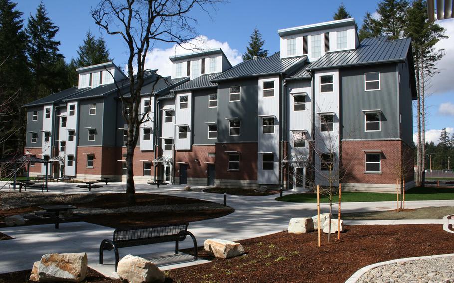 While 21 of the 88 barracks at Washington’s Joint Base Lewis-McChord date from before the 1970s, some of the most modern additions have incorporated college and residential architectural design, such as the Jackson Avenue Barracks designed in 2008.