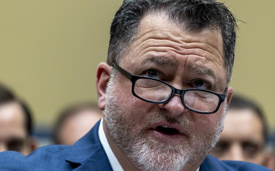 Luis Elizondo speaks during a hearing about UFOs.