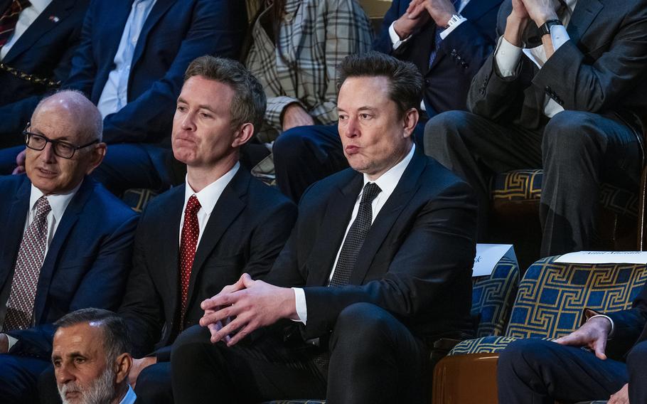 Elon Musk attends a joint meeting of Congress featuring an address by Israeli Prime Minister Benjamin Netanyahu on July 24, 2024.