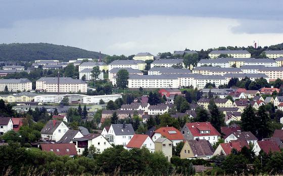 Smith Barracks dominates climbs the hill above the town of Baumholder, Germany. The U.S.'s military presence in the town is set to grow, as ground was broken Sept. 19, 2024, for new annexes at the installation, part of an ongoing $500 million construction program.
