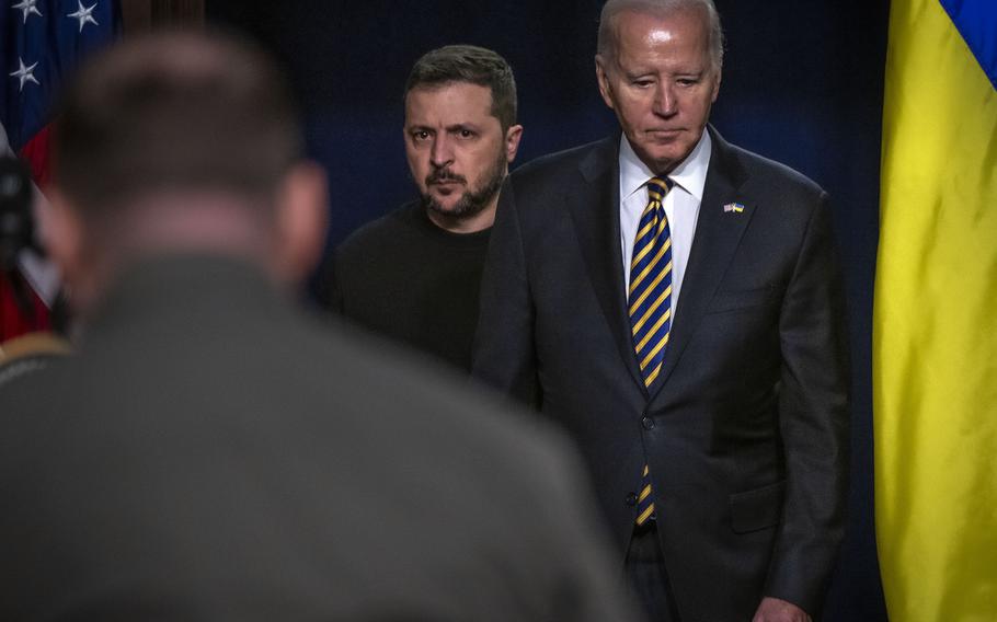 President Joe Biden and Ukrainian President Volodymyr Zelensky meet earlier in Biden’s term.