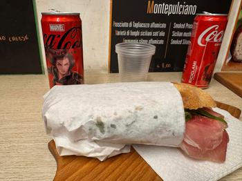 Sandwich and Coke Zero on a lunch deli counter