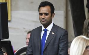 Vivek Ramaswamy arrives before the 60th Presidential Inauguration in the Rotunda of the U.S. Capitol in Washington, Monday, Jan. 20, 2025.(Saul Loeb/Pool photo via AP)