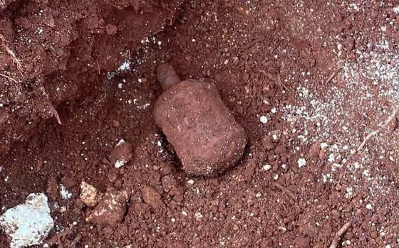 Explosive ordnance technicians with the 36th Wing removed a World War II-era Japanese grenade from a construction site on Andersen Air Force Base, Guam, on Aug. 21, 2024.