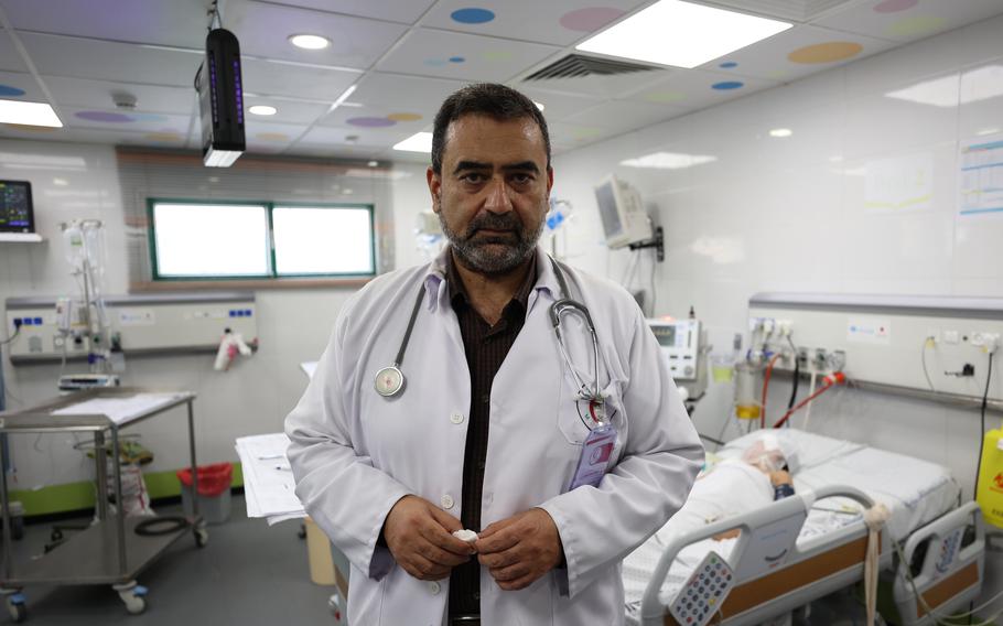 Ahmed al-Farra, head of the pediatric department at Nasser Hospital in Khan Younis, on Friday, Oct. 27, 2023.