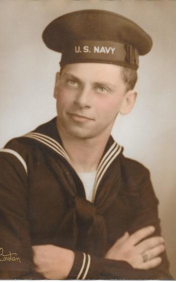 Arthur Grabiner is shown in his Navy uniform at age 18.