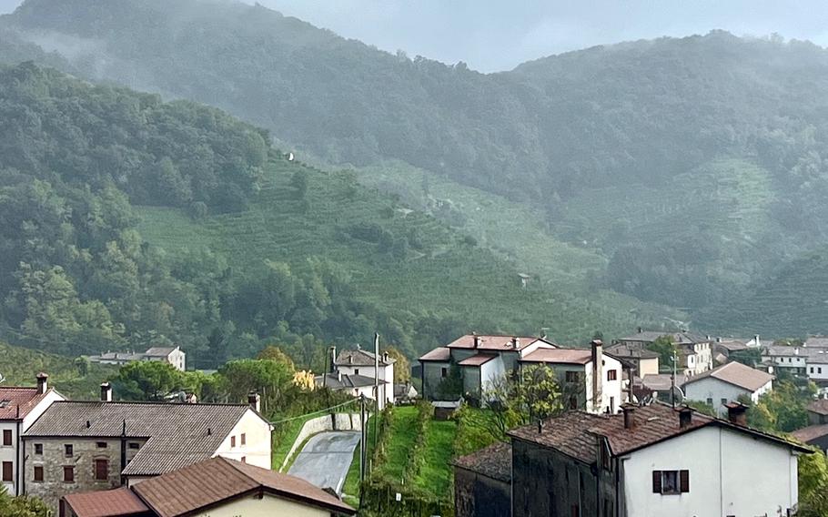 Italian hills where sparkling Prosecco is made.