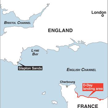 In preparation for the D-Day invasion of Normandy, France, the U.S. Army planned a series of exercises in April 1944 around Slapton Sands, a village in southwestern England along the English Channel. 