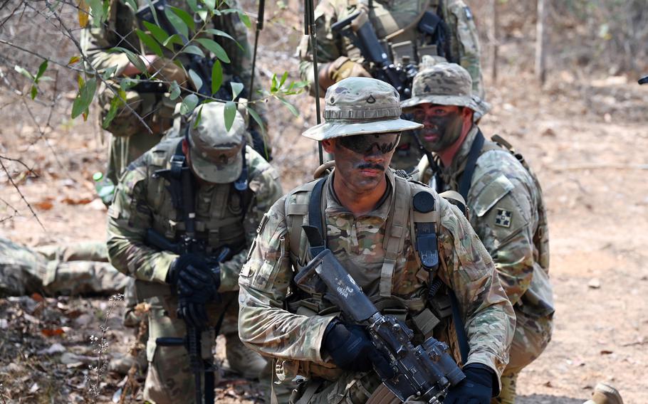 A fireteam from the U.S. Army’s 4th Infantry Division holds defensive positions.