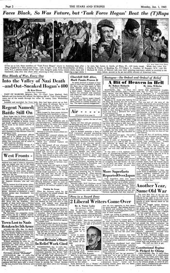 The Stars and Stripes' London edition of Jan. 1, 1945, featured a story about Task Force Hogan, which was led by Lt. Col. Samuel Hogan.