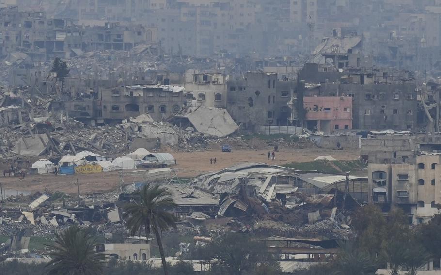 Palestinians in the streets in the northern Gaza Strip.