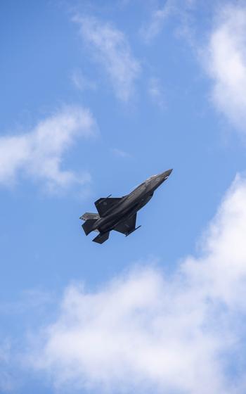 U.S. Marine Corps F-35B Lightning Jet II performs an aerial demonstration during the MCAS Cherry Point Air Show, Saturday, May 11, 2024, at MCAS Cherry Point, N.C. 