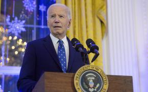 FILE - President Joe Biden speaks during a Hanukkah reception in the East Room of the White House in Washington, Dec. 16, 2024. (AP Photo/Rod Lamkey, Jr., File)