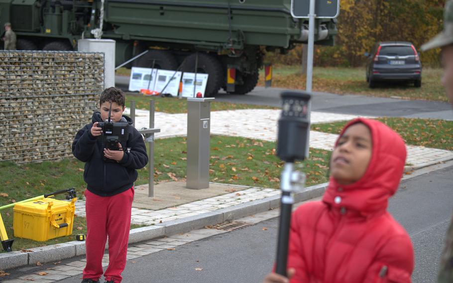 Grafenwoehr Elementary School students learn how Army surveyors do their jobs.