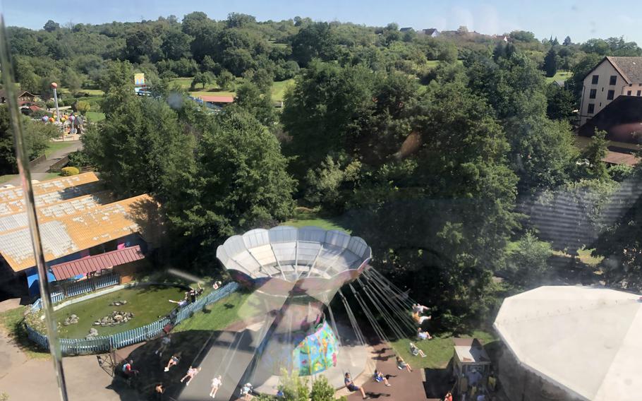 Didiland amusement park is located in the countryside of Alsace, France. The park appears old and rundown from above, but it's clean and surrounded by trees.