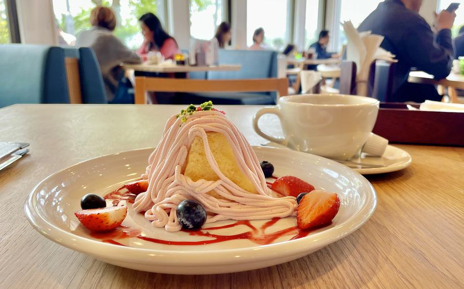 Seasonal strawberry cake from Nagisa Bashi Cafe along Zushi Beach, Japan.