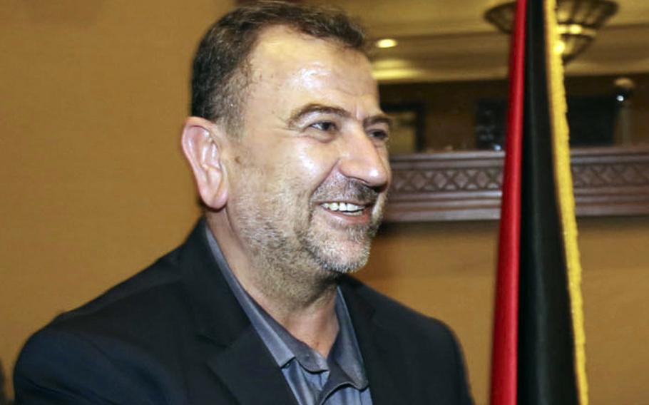 This photo released by the Hamas Media Office shows deputy Saleh Arouri upon his arrival in in Gaza City from Cairo, Egypt, Thursday, Aug. 2, 2018. Arouri was killed Jan. 2, 2024, in an explosion in a southern Beirut suburb. Israel declined to confirm or deny any role in the assassination, but he was on the list.