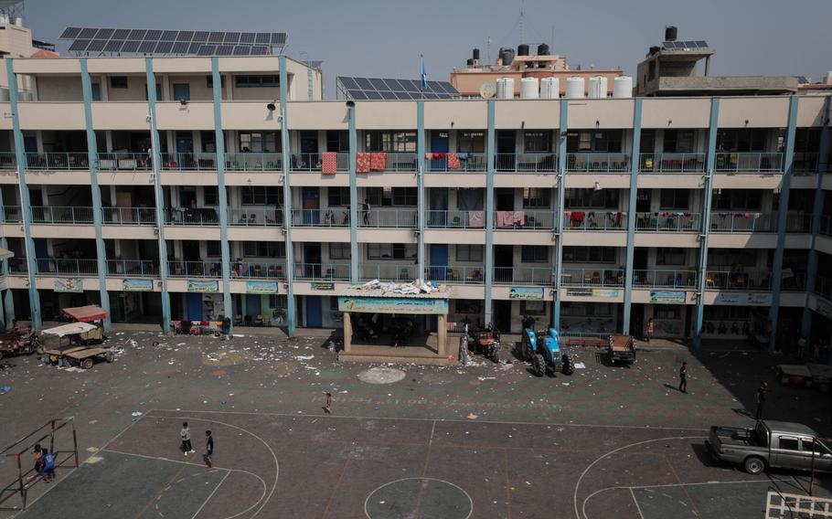 One of the UNRWA schools housing displaced people in Gaza on Oct. 8, 2023.