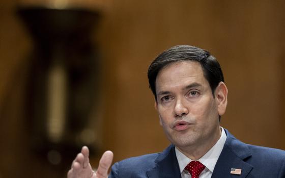 Sen. Marco Rubio, R-Fla., President-elect Donald Trump's choice to be Secretary of State, appears before the Senate Foreign Relations Committee for his confirmation hearing, at the Capitol in Washington, Wednesday, Jan. 15, 2025. (AP Photo/Alex Brandon)