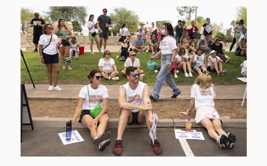 A pro-abortion-rights rally at the Arizona Capitol in Phoenix on June 8.