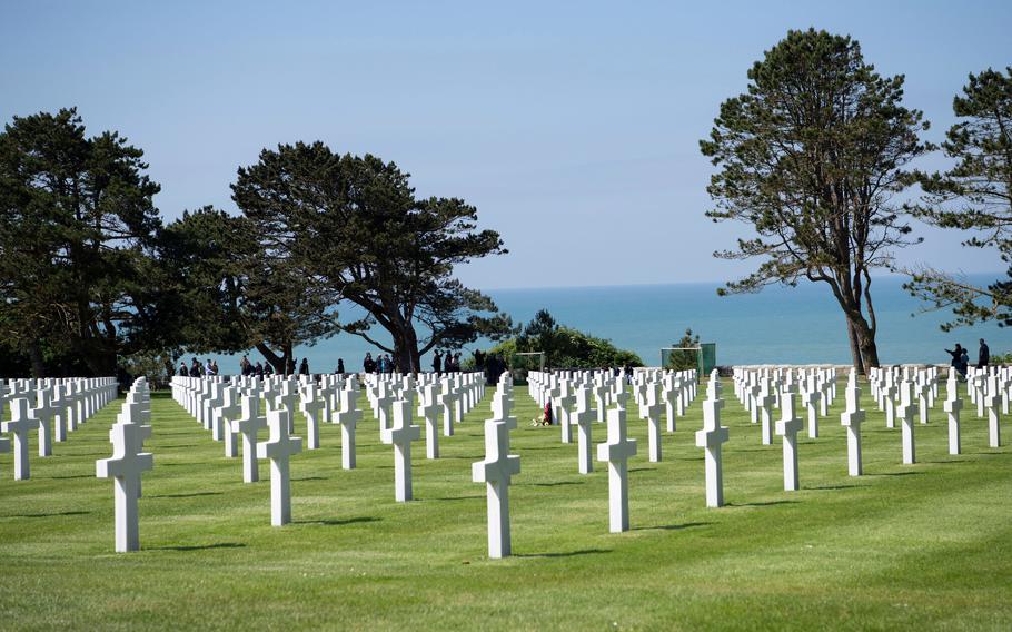 Normandy American Cemetery, which sits on a cliff overlooking Omaha Beach in Colleville-sur-Mer, France, has roughly 9,400 graves, four of which belong to women.