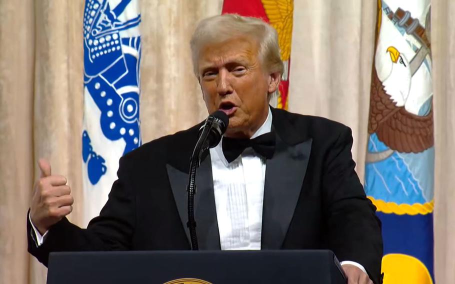 President Donald Trump speaks during the Commander-in-Chief Ball.