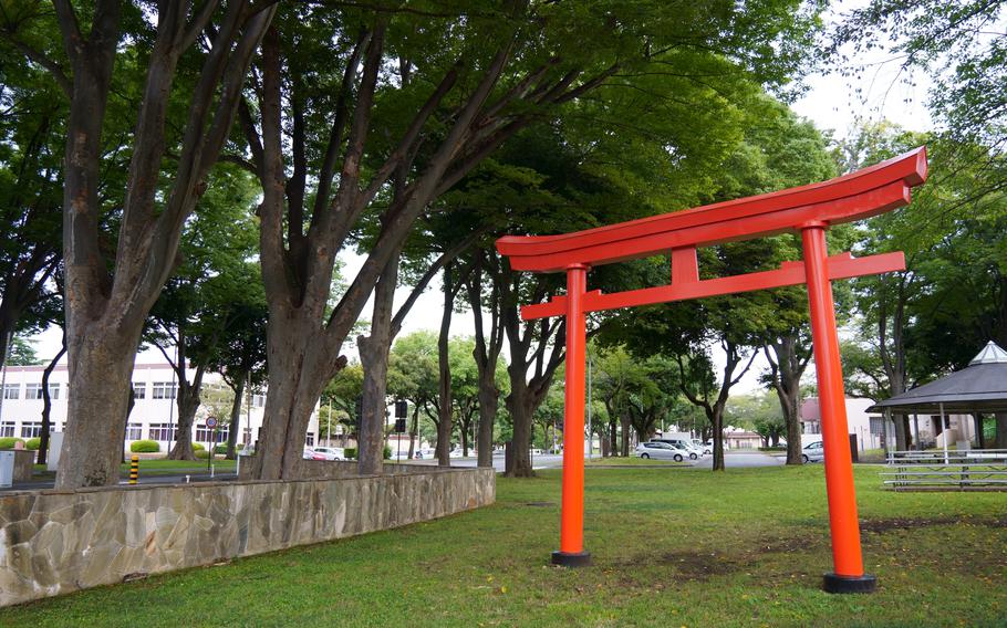 A torii, a traditional Japanese gate most commonly found at a Shinto shrine, is pictured at Camp Zama, Japan, Sept. 22, 2022. 