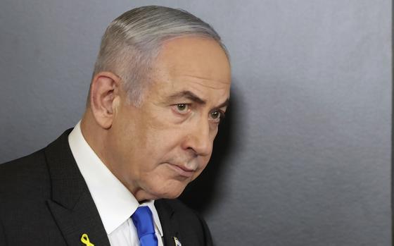 Benjamin Netanyahu attends a press conference in Jerusalem on Sept. 4, 2024.