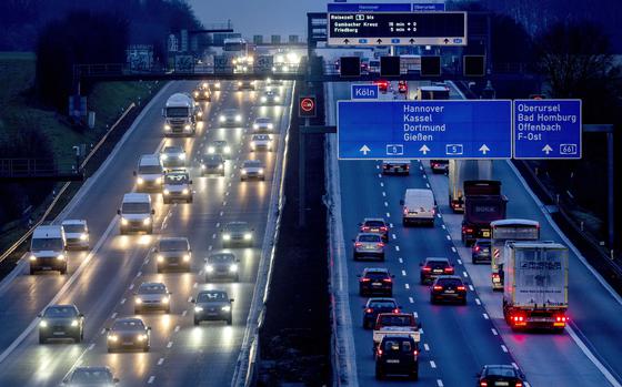 Cars And Trucks Drive On A Highway In Frankfurt, Germany, Friday, Jan ...