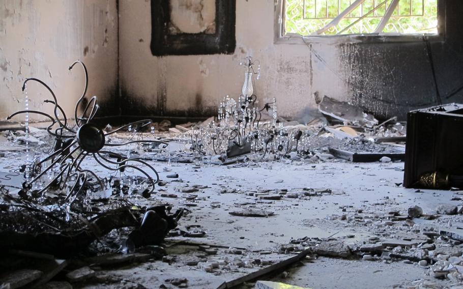 Fire damage in the main compound from the Benghazi attack