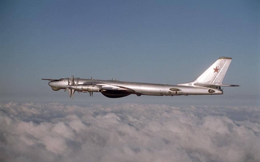 A Russian Tu-95 Bear bomber in flight over the Arctic Ocean. A Russian military plane is suspected of violating Finland’s airspace for about two minutes this week, which would mark a first since the country joined NATO last year in response to the full-scale Russian invasion of Ukraine.