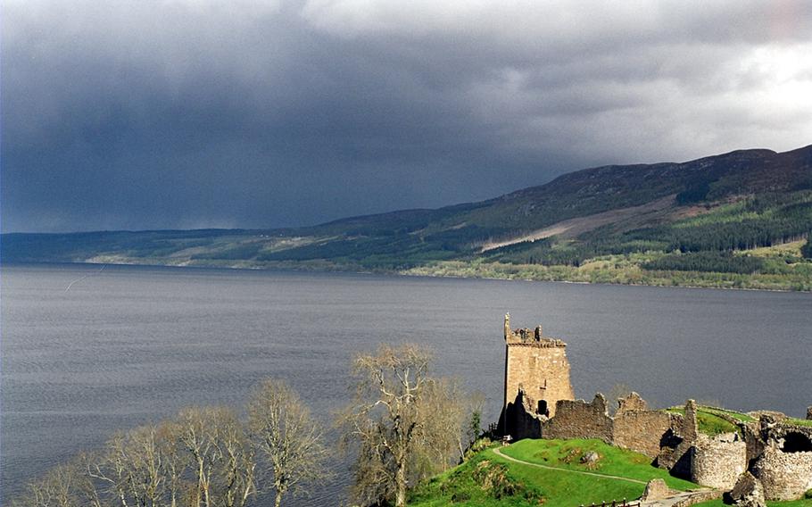 Loch Ness with Urquhart Castle in the foreground as seen on May 7, 2005. 