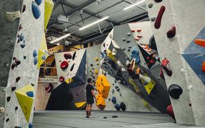 Patrons of Boulderhalle E4 in Nuremberg, Germany, enjoy a morning climb on Aug. 17, 2024.