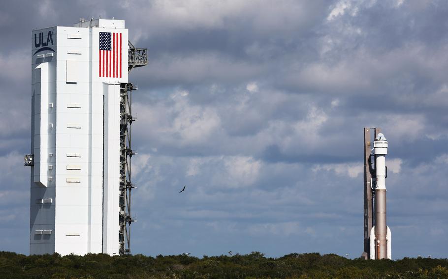 Starliner rolls out of the Vertical Integration Facility at the Cape Canaveral Space Force Station Space Launch Complex 41, on May 4, 2024. 