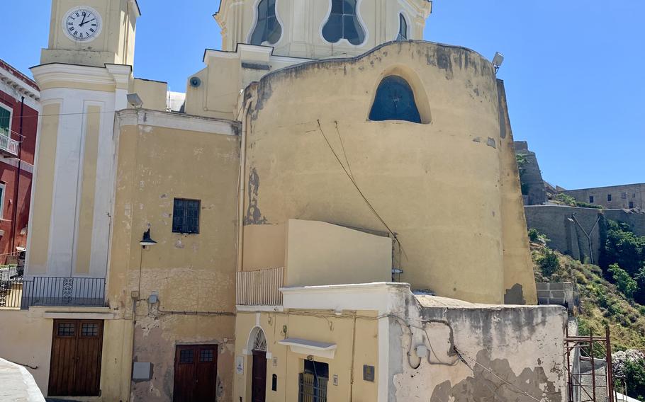 Built in 1679, the Santuario Santa Maria delle Grazie Incoronata is located near the Piazza dei Martiri in Procida, Italy. 