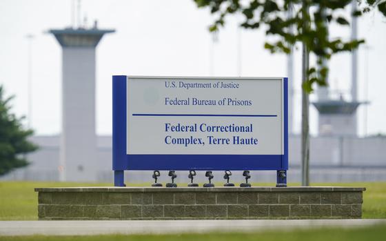 FILE - The federal prison complex in Terre Haute, Ind., is shown Friday, Aug. 28, 2020. (AP Photo/Michael Conroy, File)