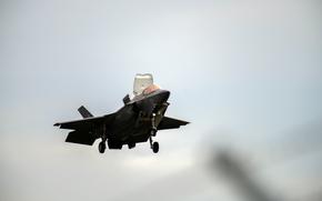 An F-35B Lightning II lands during an exercise in Iwakuni, Japan.