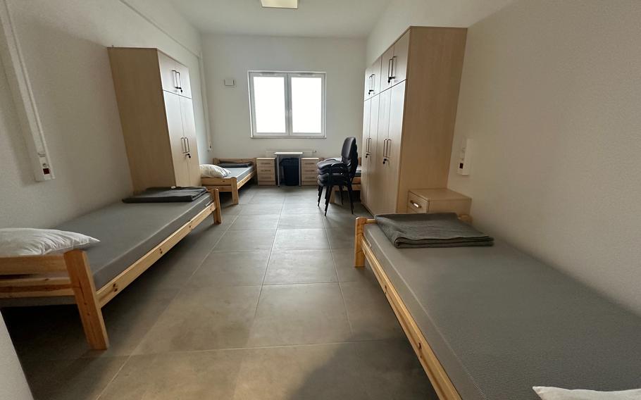 Beds and wardrobes furnish the new barracks at Drawsko Pomorskie Training Area.