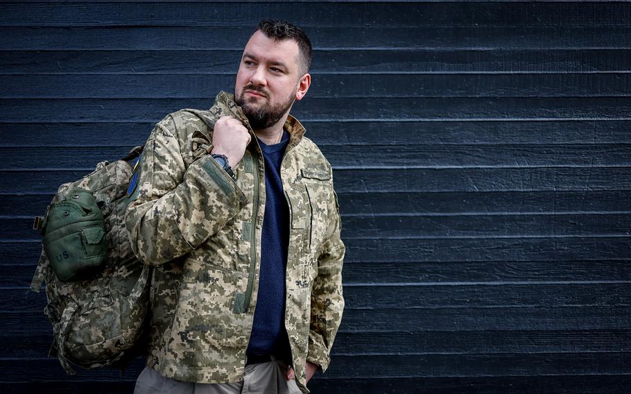 Aaron Clark, seen here in Seattle on March 10, 2023, volunteered for International Legion in Ukraine during the early days of the war. With no military experience, he thought the Ukrainians would turn him down but instead was sent to the frontlines in Eastern Ukraine, where he spent about a year.