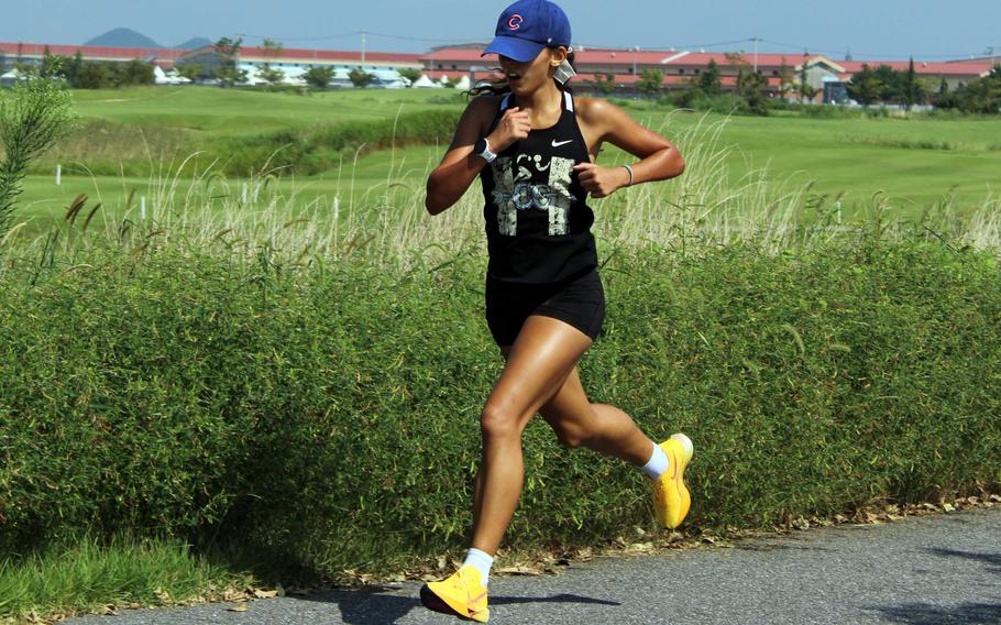 Sophomore Cassandra Jarzabek of Humphreys won Saturday’s girls cross country race in 19 minutes, 35 seconds.