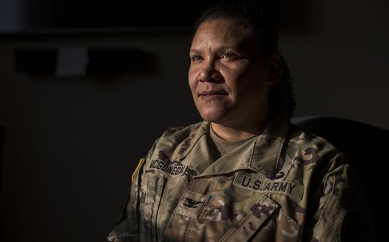 U.S. Army Col. Tanya McGonegal sits for a portrait in her office on ...