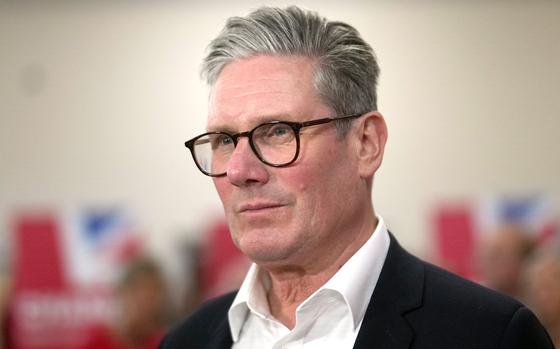 Labour leader Keir Starmer delivers a speech and takes media questions while visiting Norton Cannes Community Centre on July 2, 2024, in Norton Canes, Staffordshire, United Kingdom. (Christopher Furlong/Getty Images/TNS)