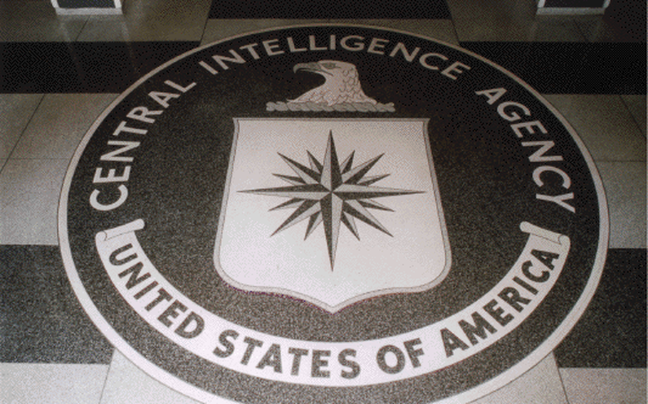 The seal of the U.S. Central Intelligence Agency inlaid in the floor of the main lobby of the Original Headquarters Building.