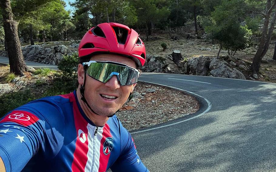 Dennis Connors during training in Mallorca, Spain, in August 2024. A Marine Corps veteran, Connors will be competing in the para cycling men's T2 time trial and road race on Sept. 4 and Sept. 7, 2024, respectively, during the 2024 Paris Paralympics.