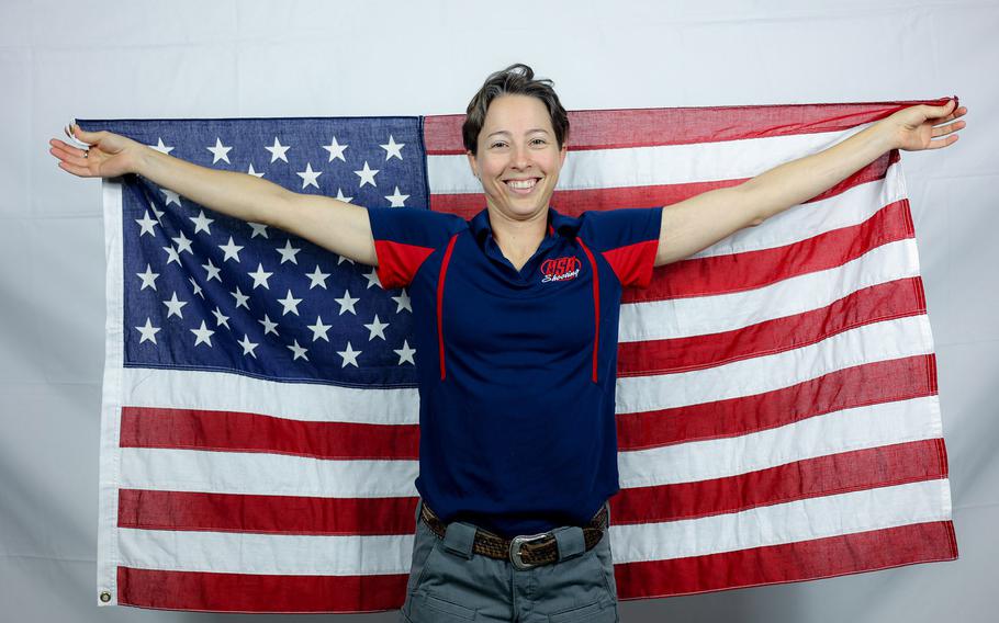 Army Sgt. Sagen Maddalena competed in the 10-meter air riffle mixed team competition with Army Sgt. Ivan Roe on Saturday, July 27, 2024, during the 2024 Paris Olympics at the Chateauroux Shooting Centre in Deols, France. The duo finished 18th place in the qualification round.