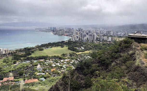 The view of Honolulu, Hawaii, is worth the strenuous hike up Diamond Head State Monument on the island of Oahu.