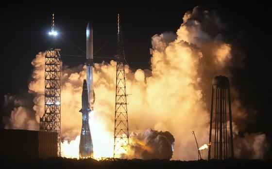 Blue Origin's New Glenn rocket lifts off from Launch Complex 36 at the Cape Canaveral Space Force Station, Thursday, Jan. 16, 2025, in Cape Canaveral, Fla. (AP Photo/John Raoux)