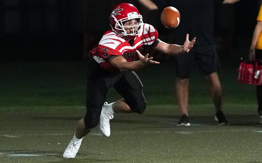 Kinnick's Jacob Bojorwiz recovers an ASIJ fumble.