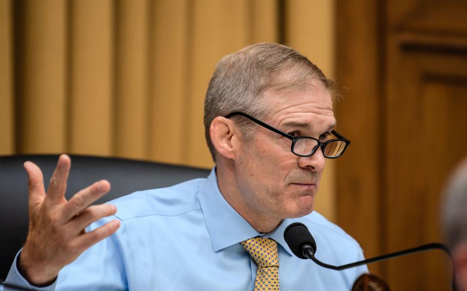 Rep. Jim Jordan, R-Ohio, attends a hearing as the chairman of the House Committee on the Judiciary on July 12, 2023, as FBI Director Christopher Wray testified on Capitol Hill in Washington, D.C. 